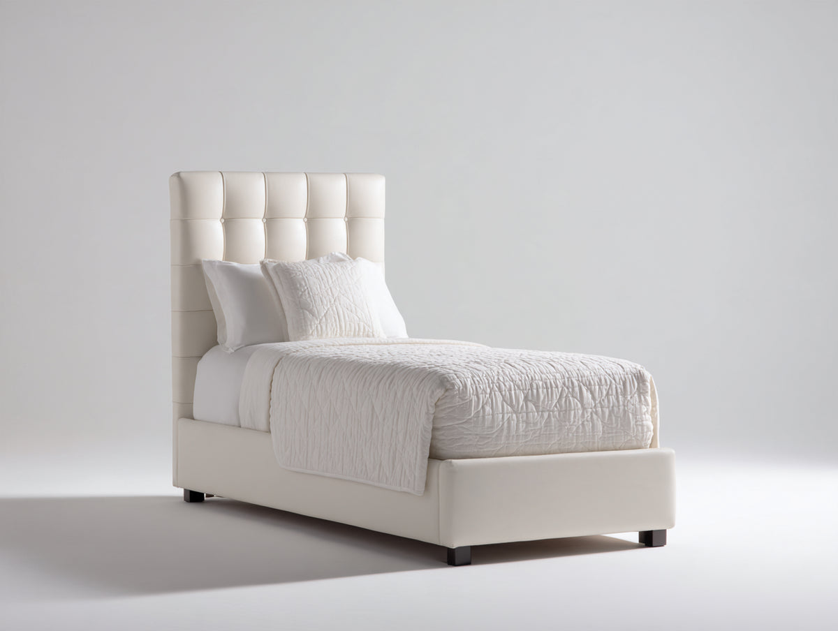 Letto singolo-Tessuto-205x100x115 cm-Beige-Stile moderno