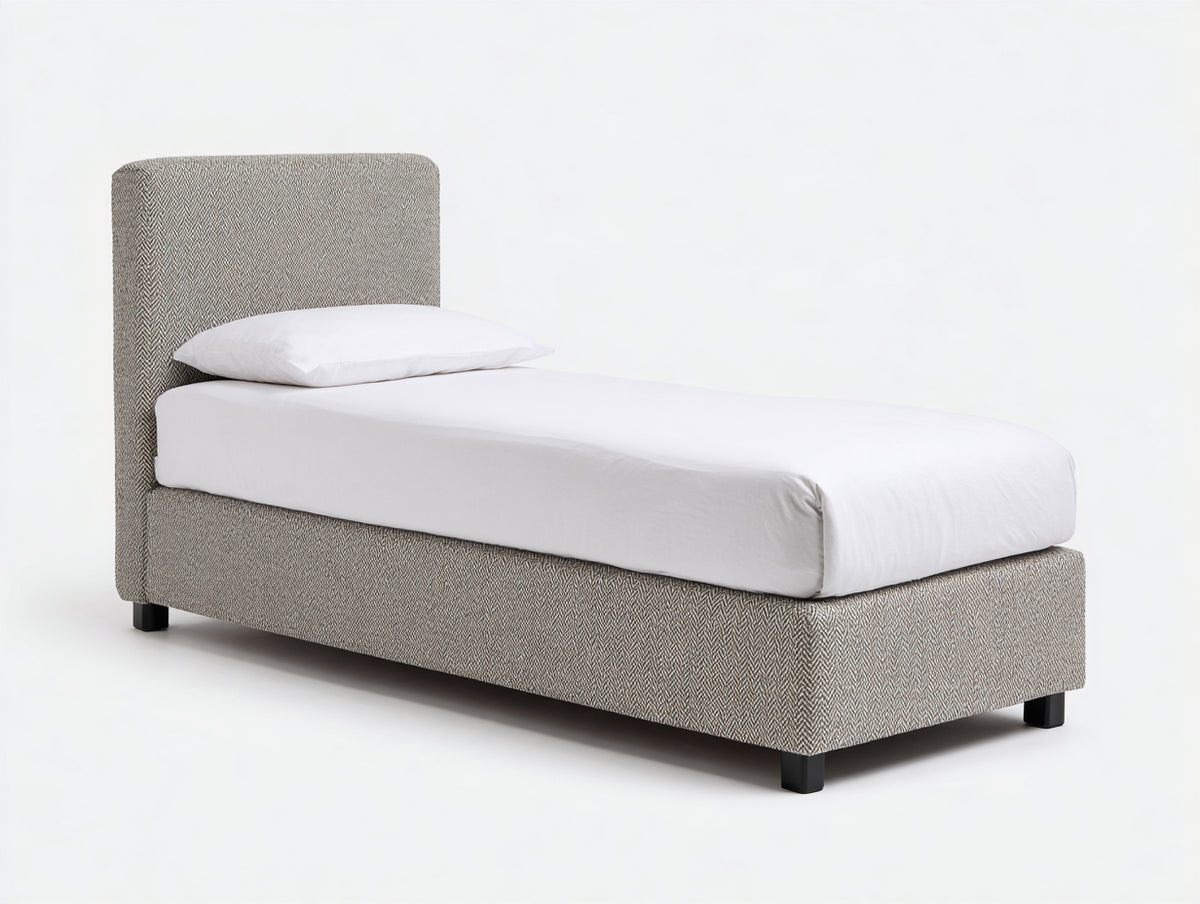 Letto singolo-Tessuto-205x100x100 cm-Grigio-Stile moderno