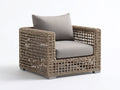 Poltrona da giardino - Rattan-Tessuto-Metallo - 82 x 80 x 78 cm - Naturale-Tortora - Stile contemporaneo