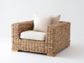 Poltrona da giardino - Rattan-Tessuto-Legno - 88 x 85 x 82 cm - Naturale-Crema - Stile naturale