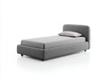 Letto singolo-Tessuto-205x100x95 cm-Grigio-Stile moderno