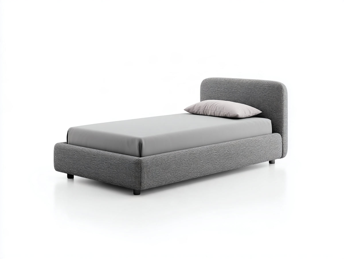 Letto singolo-Tessuto-205x100x95 cm-Grigio-Stile moderno