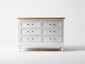 Cassettiera - legno-metallo - 120 x 40 x 90 cm - bianco-legno naturale - stile classico