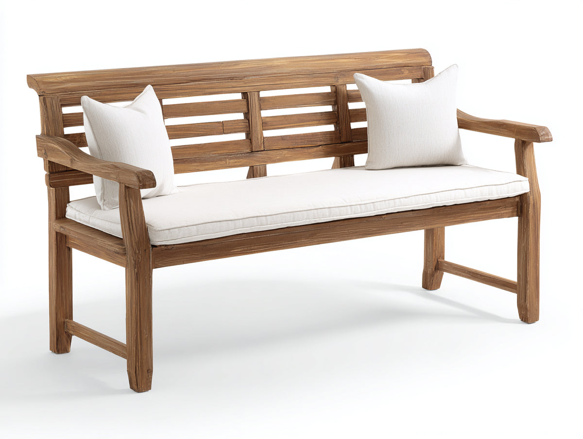 Panche da giardino - Legno-Tessuto - 155 x 65 x 90 cm - Marrone-Crema - Stile rustico