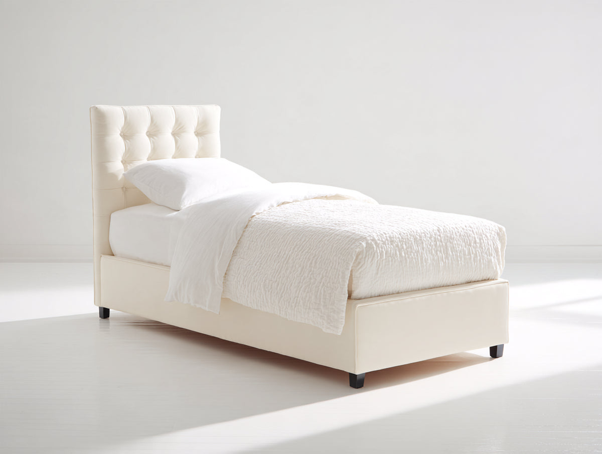 Letto singolo-Tessuto-205x100x115 cm-Beige-Stile moderno