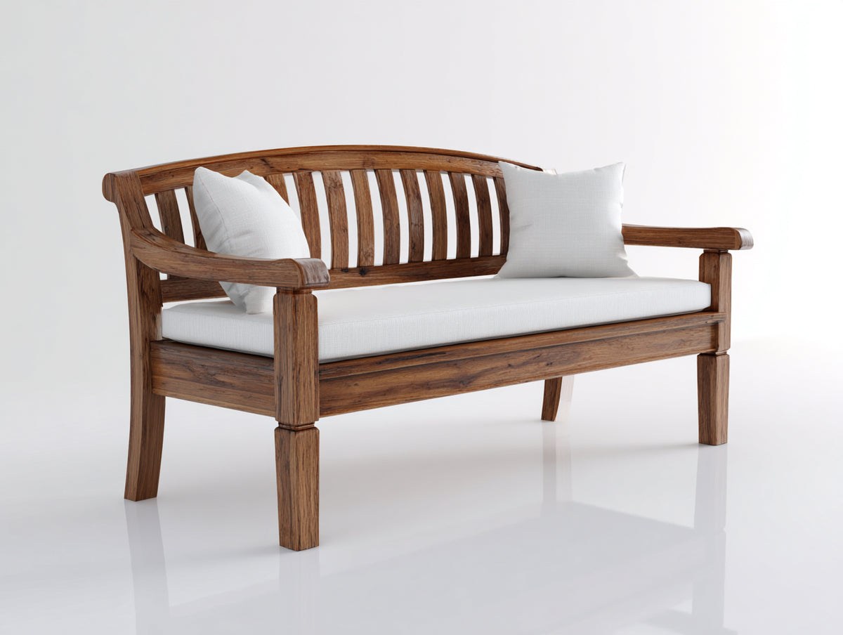 Panche da giardino - Legno-Tessuto - 160 x 70 x 90 cm - Marrone scuro-Bianco - Stile rustico