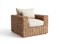Poltrona da giardino - Rattan-Tessuto - 85 x 82 x 80 cm - Naturale-Crema - Stile contemporaneo