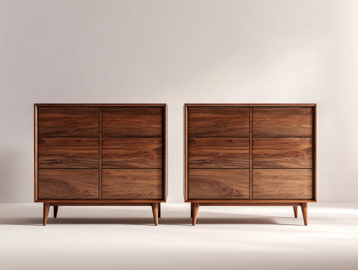 Cassettiera - legno di noce - 90 x 45 x 100 cm - noce - stile moderno di metà secolo