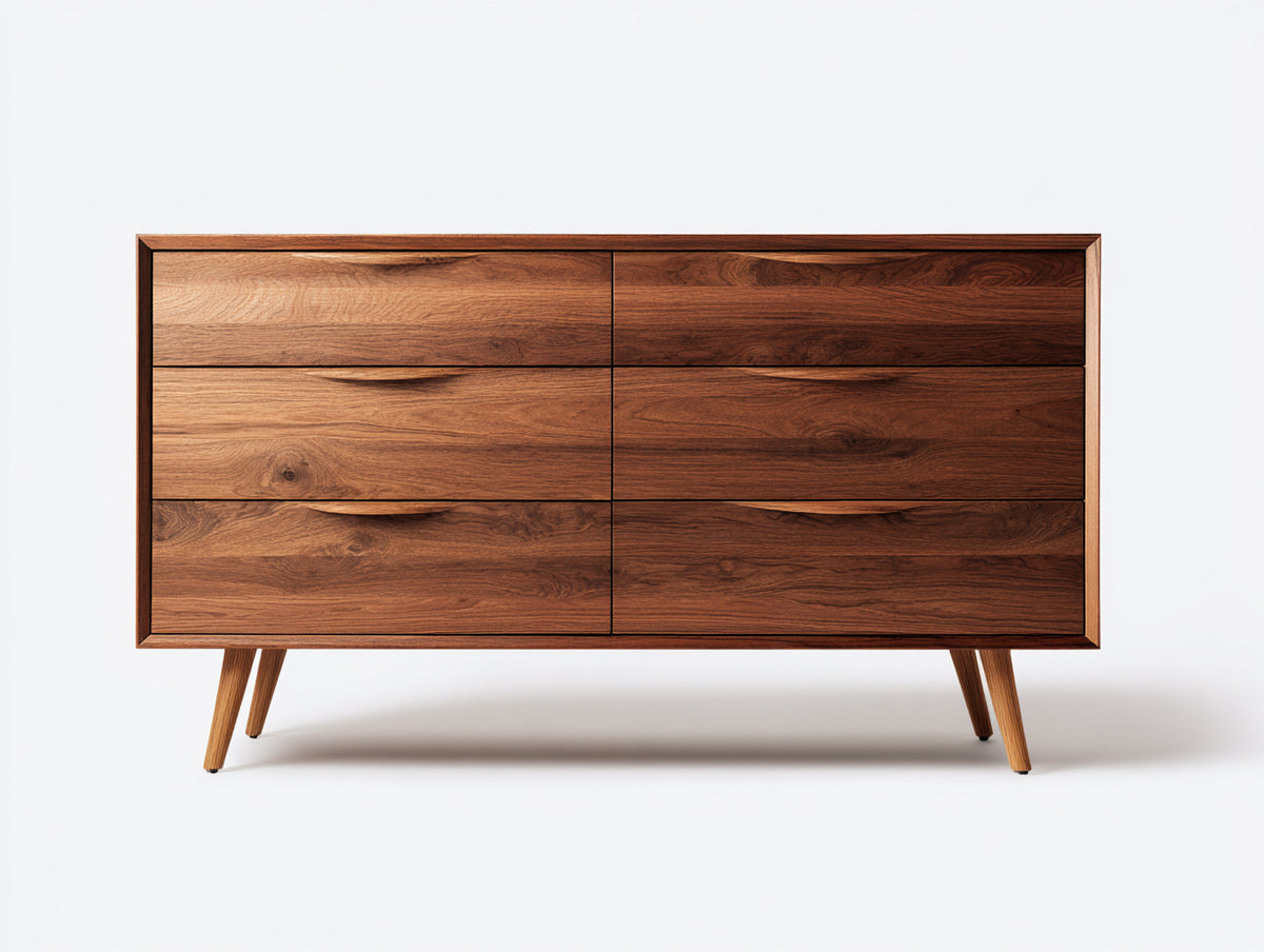 Cassettiera - legno di noce - 150 x 45 x 85 cm - noce - stile moderno di metà secolo