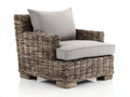 Poltrona da giardino - Rattan-Tessuto-Legno - 90 x 87 x 84 cm - Naturale-Grigio - Stile rustico